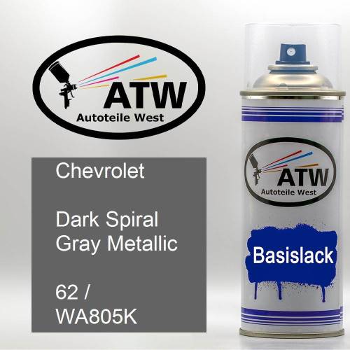 Chevrolet, Dark Spiral Gray Metallic, 62 / WA805K: 400ml Sprühdose, von ATW Autoteile West.